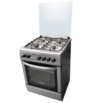 Freestanding cooker, 4 multi-gas burner and gas oven, stainless steel finish