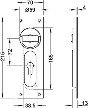 Flush pull handles for sliding doors, FSB, model 4205