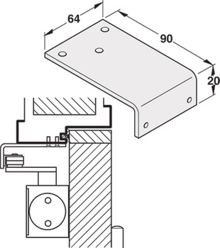 Mounting bracket, parallel arm installation, for DCL door closer
