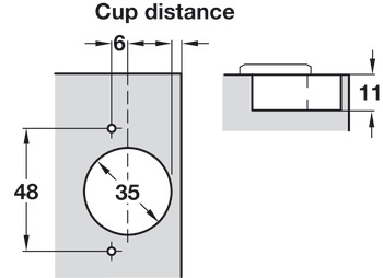 Concealed hinge, Häfele Duomatic Push 110°, full overlay mounting