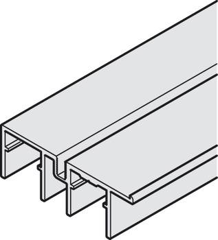 Double guide track, Bottom, with stop strip, for screw fixing to base panel