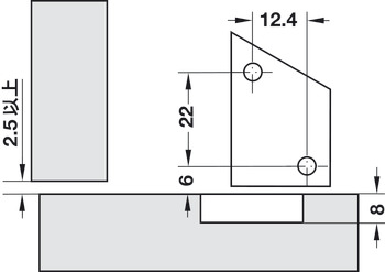 Concealed hinge, Häfele Duomatic Push 110°, half overlay mounting/twin mounting