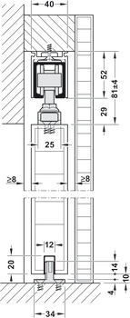 Sliding door fitting, for Interior Doors, Fitting Set for 1 Door, HAWA-Junior 80