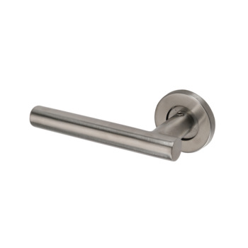 Lever handle, Hollow SS lever handle on rose and euro profile escutcheon SS matt