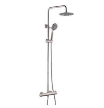 Shower column, with rain and hand shower, stainless steel