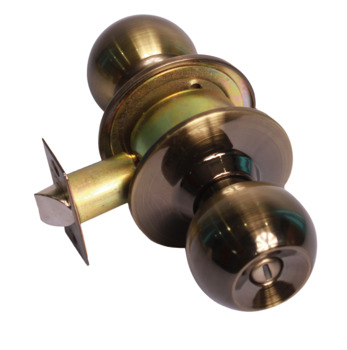Knob lock set, cylindrical, privacy function, antique brass finish