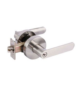 Tubular lever lock set, entrance function, satin nickel finish, for door thickness 35-50 mm