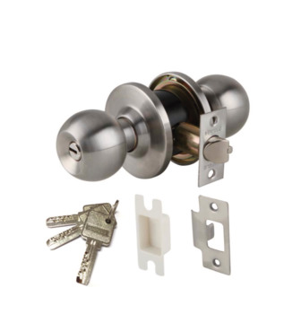 Knob lock set, cylindrical, entrance function, stainless steel matt finish