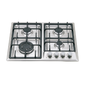 Gas hob, 4 gas burner  with knob control, stainless steel finish