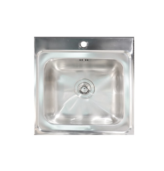 Sink, dimension 635 x 561 x 210 mm, 34 mm tap hole, single bowl stainless steel with drainer and p-trap