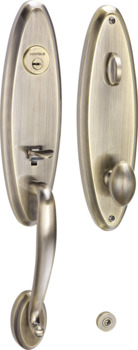 Grip handle set, entrance function, antique brass finish