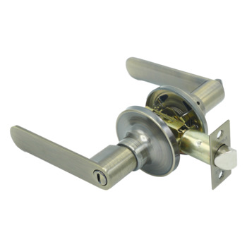 Tubular lever lock set, privacy function, antique brass finish, for door thickness 35-50 mm