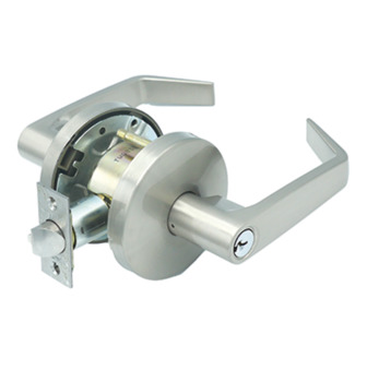 Cylindrical lever lock set, Grade 2 passage function, nickel matt finish, for door thickness 35-45 mm