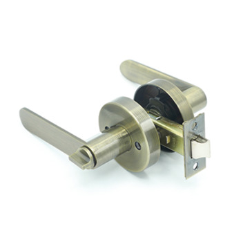 Tubular lever lock set, privacy function, antique brass finish, for door thickness 35-50 mm
