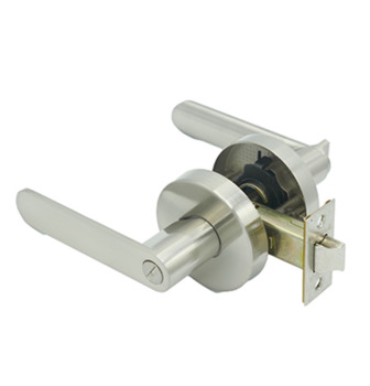 Tubular lever lock set, privacy function, satin nickel finish, for door thickness 35-50 mm