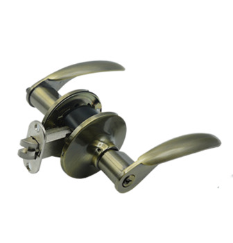 Tubular lever lock set, entrance function, antique brass finish, for door thickness 35-50 mm