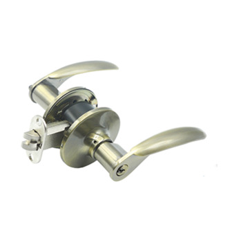 Tubular lever lock set, entrance function, satin nickel finish, for door thickness 35-50 mm